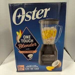 Oster 6-Cup One-Touch Blender, 800W, 3 Speeds, Glass Jar, Black